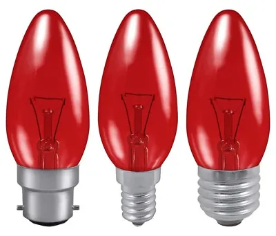 2 X Fireglow Candle Light Bulb 40W BC ES SES Red Crompton FIRCAN40 • £7.99