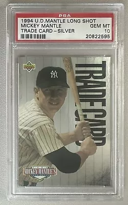 Psa 10 Gem Mint 1994 Upper Deck Mickey Mantle Long Shot Trade Card Silver • $299.99