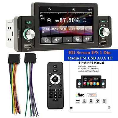 5  HD Screen IPS 1 Din Car Stereo Radio FM USB AUX TF MP3 MP5 Player Dash Parts • $107.99
