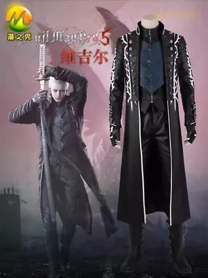 Devil May Cry 5 Vergil Cos Halloween Costume Windbreaker Vest Pants Gloves Boots • $78.23