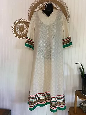 Toni Todd Womens 20 Vintage Ivory Lace Boho Hippie Dress Wedding  T1 • $43.20