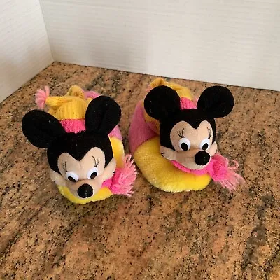 Vintage Disney Minnie Mouse Slippers Baby Toddler Shoes Mickey Mouse Size 1-2 • $13.99