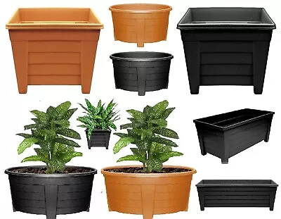 £5.45 • Buy Plastic Planter Long Square Oval Window Box Pot Broad Base Flower Plant Garden