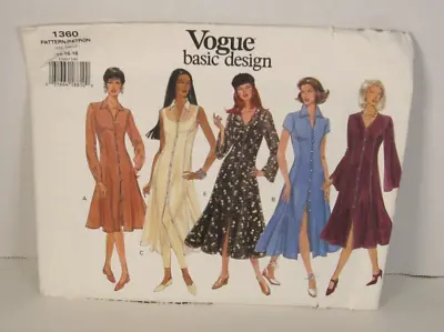 Vogue Basic Design 1360 Fitted Dress In 5 Styles Misses 14-18 Pattern Uncut • $8.99