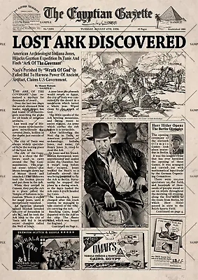 Indiana Jones Raiders Of The Lost Ark Newspaper Poster Print • £24.99