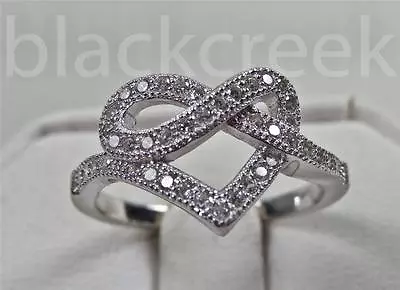 .925 Sterling Silver ~ Infinity Heart ~  Micro Pave C.Z.~ Choose Size • $19.73