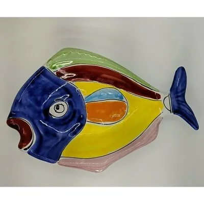 La Musa FISH Plate Bowl Majolica Hand Painted Colorful Italy Signed 10.5  • $24