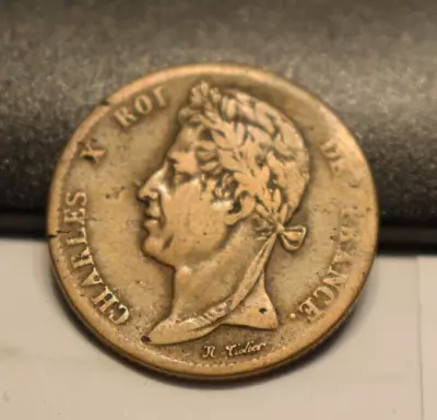 1827 A France › French Colonies 5 Centimes VG (Cleaned) • $9.99