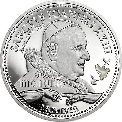 POPE JOHANNES XXIII CANONIZATION Religious People Silver Coin 2014 Cook Islands • $79