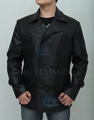 Men's KRIEGSMARINE German Submarine WW2 UBoat Reefer CowHide Leather Jacket Coat • $119.99