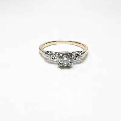 1930s Vintage 14K Yellow White Gold 0.14 Ct European Cut Diamond Ring 0.18 TW • $228