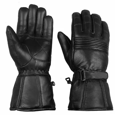 Mens Motorbik Genuine Leather Motorcycle Thinsulate Winter Thermal Lining Gloves • $17.99