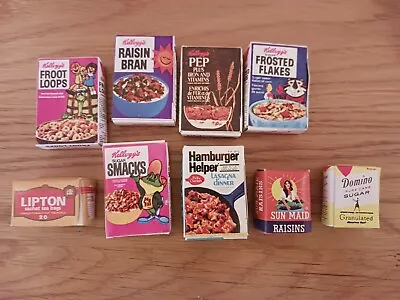 Vintage Dolls House Miniatures Food Boxes Tins Biscuits Cereal 1980s • £15