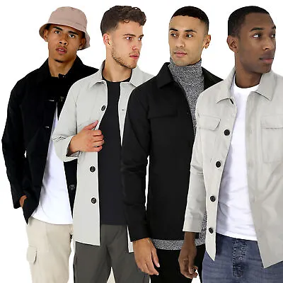 MenBrave Soul Light-Weight Jacket Multi Pockets Snap Buttoned Front Overcoat Mac • £28.99
