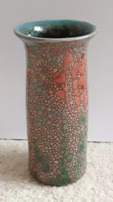 Small Handmade Pottery Vase Pink Green Blue 4.5 Tall • £19.99