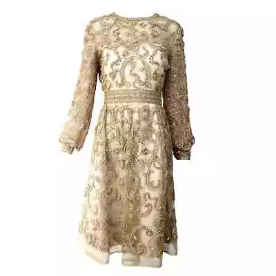 Vintage 1960s Malcolm Starr Gold Luxury Dress • $400