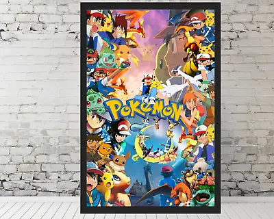 Pokemon Poster All Pokemon Poster Kids Room Decor - 11x17  FRAMED Trendy Poster • $33.90