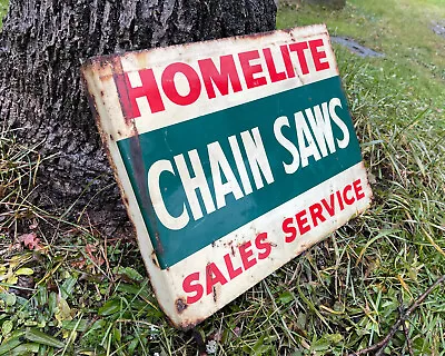 Homelite Chainsaws Sales Service Flange Sign Vintage Advertising Hardware Store • $699