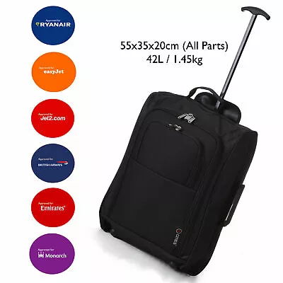 5 Cities Easyjet 55x35x20cm Cabin Approved Trolley Bag Hand Luggage Case 21   • £24.99