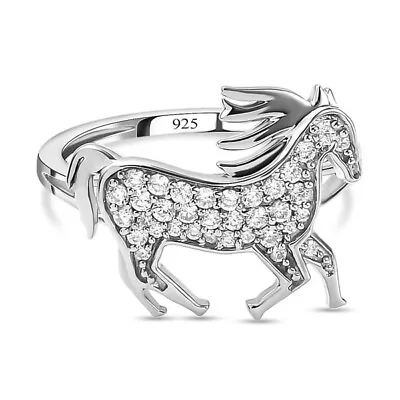 Unicorn Sterling Silver Ring With Simulated Diamonds Hallmarked Silver  • £12