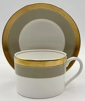 Wedgwood Wedding Band Taupe Martha Stewart Flat Cup And Saucer • $29.95