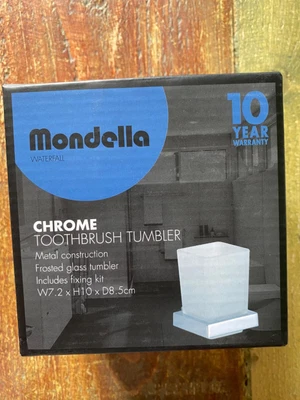 £8 • Buy Mondella Waterfall  Frosted Tumbler Toothbrush Holder & Fixing Kit Chrome Plated