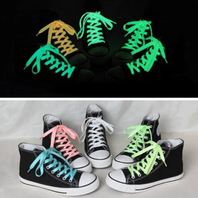 £2.15 • Buy 1Pair Sports Luminous Laces Glow In The Dark Color Fluorescent Lace Flat Shoes A