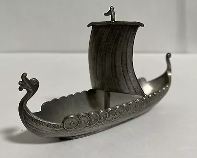 Vintage Pewter Viking Norge Ship Norway TPB Handstopt Tinn Great Condition 5” • $18