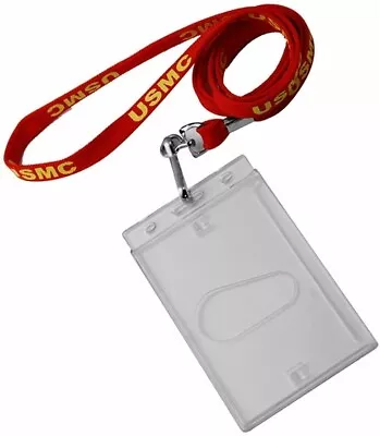 Marine Corps Neck Lanyard Strap Marine Corps W Hard Case Badge ID Holder USMC • $11.97