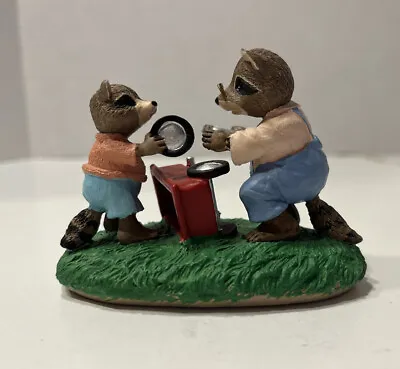 Vtg Hallmark Tender Touches Raccoons With Wagon Figurine 1990 READ • $7.15