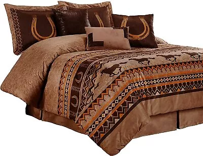 Chezmoi Collection Sedona 7-Piece Southwestern Wild Horses Microsuede Bedding Co • $221.41