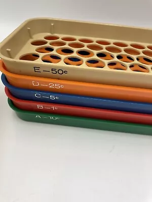 VTG Kwik-Sort Jr MMF Industries Set Of 5 Multicolor Coin Sorting Trays W/Case • $32