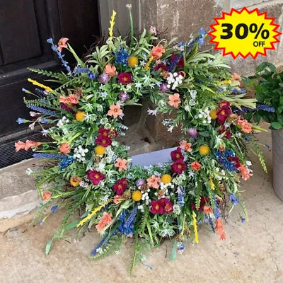 Spring Artificial Flower Wreath Front Door Wall Garland Home Party Decor  Gifts • $10.47