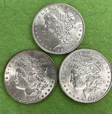Lot Of 3 Morgan Silver Dollars  1887 1884O 1889 90% Silver • $140