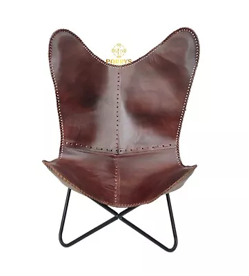 Genuine Leather Office Butterfly Chair Handmade Leather Relaxing Chair PL2-5 • $248.62