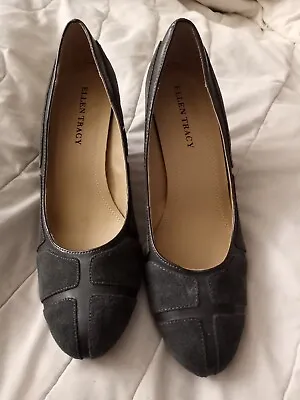 Ellen Tracy Women’s Tanner Blue-Gray Suede & Leather Size 9M 3-1/2 Wedge  Shoes  • $50