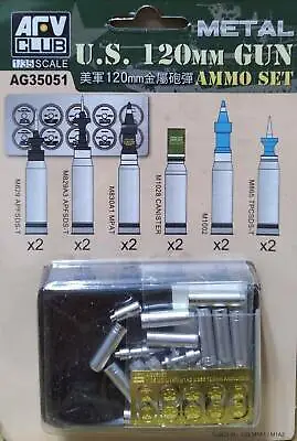 AFV Club 1/35 AG-35051 Ammo Set For US 120mm Gun (for M1A1 M1A2) (Metal  Ammo) • $22.75