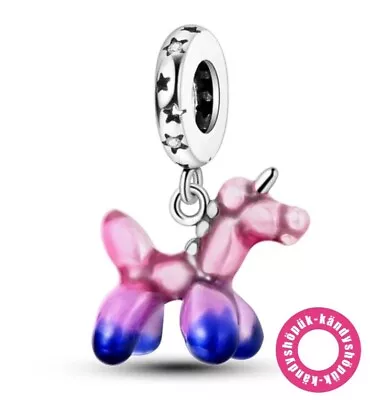 Unicorn Balloon Pink Blue Dangle Charm Bead For Bracelet S925 Sterling Silver • £9.99