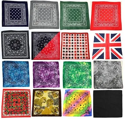 Men Women 100% Cotton Headband Bandana Square Neck Scarf Face Mask Cover Paisley • £2.99