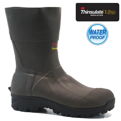 Mens Waterproof Boots Walking Outdoor Country Hunting Wellington Rain Mucker • £21.95