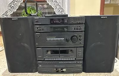 Vintage Sony LBT-D159 Stereo System EQ 5-CD Radio AM/FM Dual Cassette AUX Clean • $80