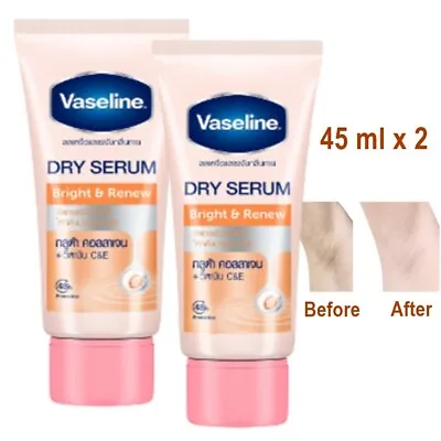 Serum Underarms Vaseline Dry Bright & Renew Whitening Collagen VitaminC&E 45mlx2 • $58.85