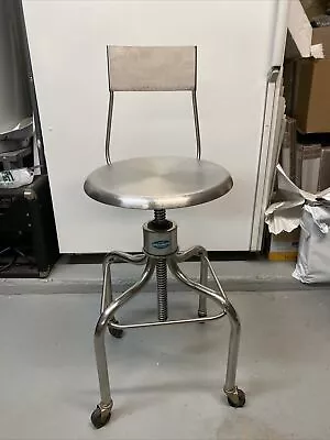 Vintage Pedigo Medical Adjustable Stool Stainless Steel Backrest Industrial Deco • $89.90