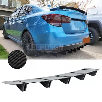 Carbon Fiber Rear Lip Bumper Diffuser 10 Shark Fins For Subaru Impreza WRX/STi • $53.11