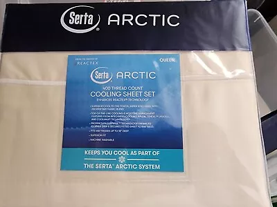 Serta Arctic 400 Thread Ct Cooling Sheet Set  Antique White Queen Size • $49.88