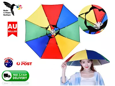 52cm Umbrella Hat Fishing Cap Rain Headwear Camping Sun Portable Party Outdoor • $12.99