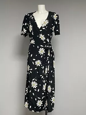 Ladies New Daisy Print Wrap Midi Dress Ex Chainstore Peacocks Sizes 8-22 • £18.99