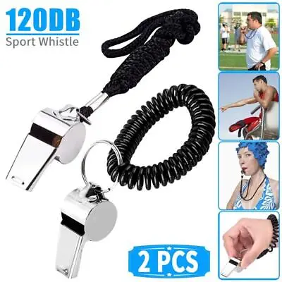 2x Coach Referee Loud Whistle Survival Singal Sports Soccer W/ Lanyard Wristband • $8.75