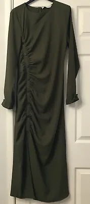 Zara Khaki Draped Dress ~ Size L ~ 7484/052 • £29.99