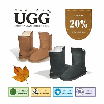 Ugg Real Aus 100% Australian Sheepskin Wool Women 7' Classic Boots W/ Zipper • $65